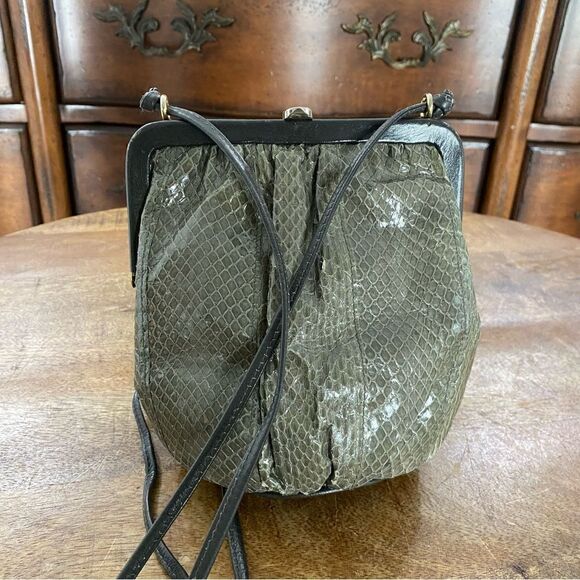 Tiny vintage gray snakeskin shoulder bag 1990s - Picture 1 of 5